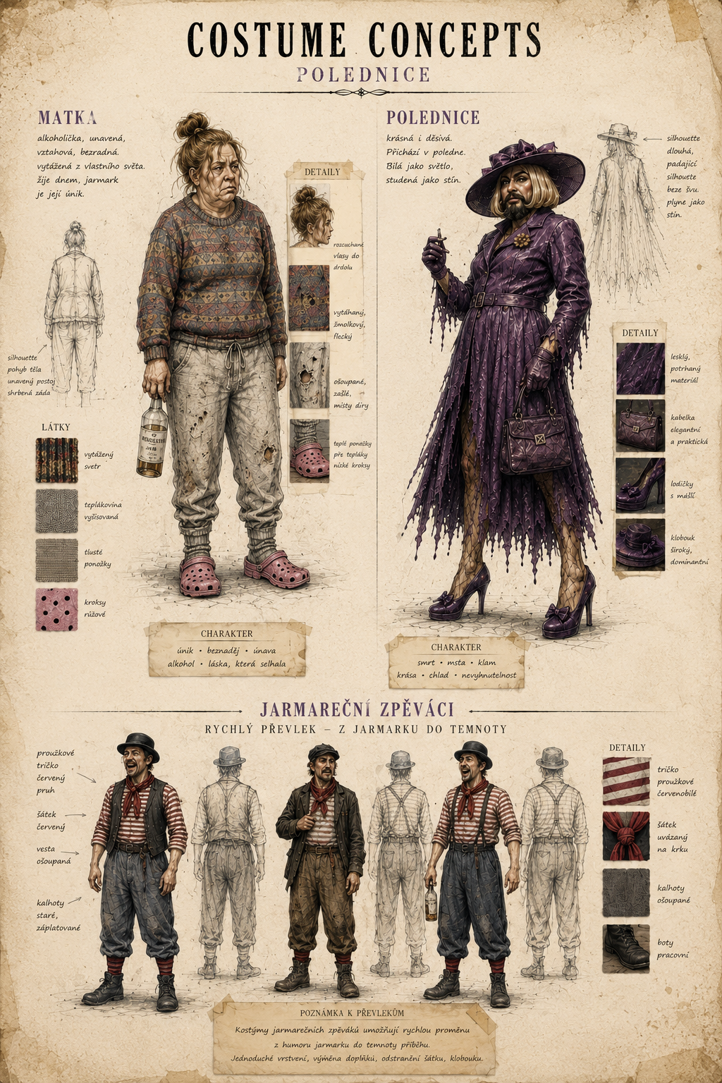 Costume Concepts – návrhy kostýmů Matky a Polednice