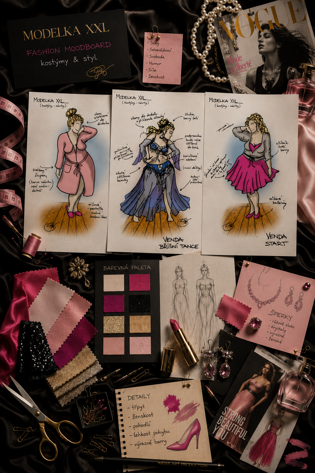 Fashion moodboard inscenace Modelka XXL